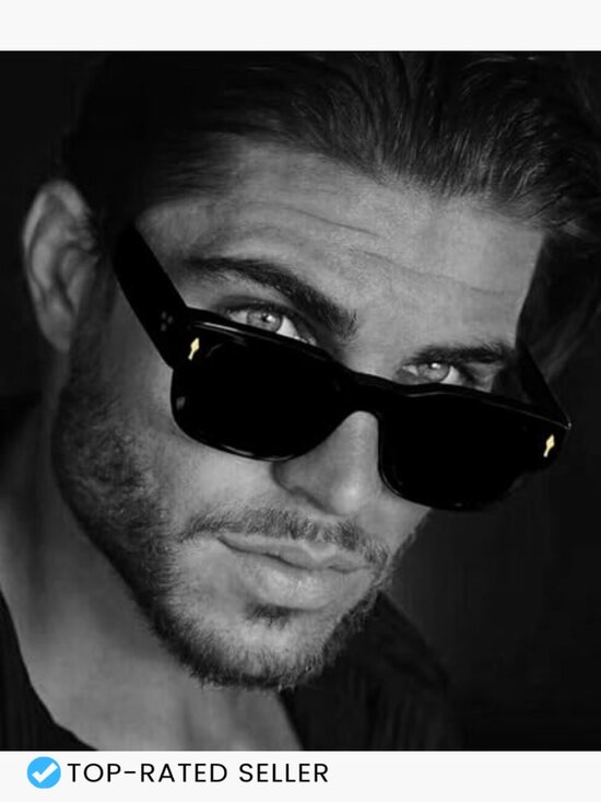 Thick Frame Square Sunglasses Chunky Rectangle Sun Shades UV400 Protection Retro main image 5